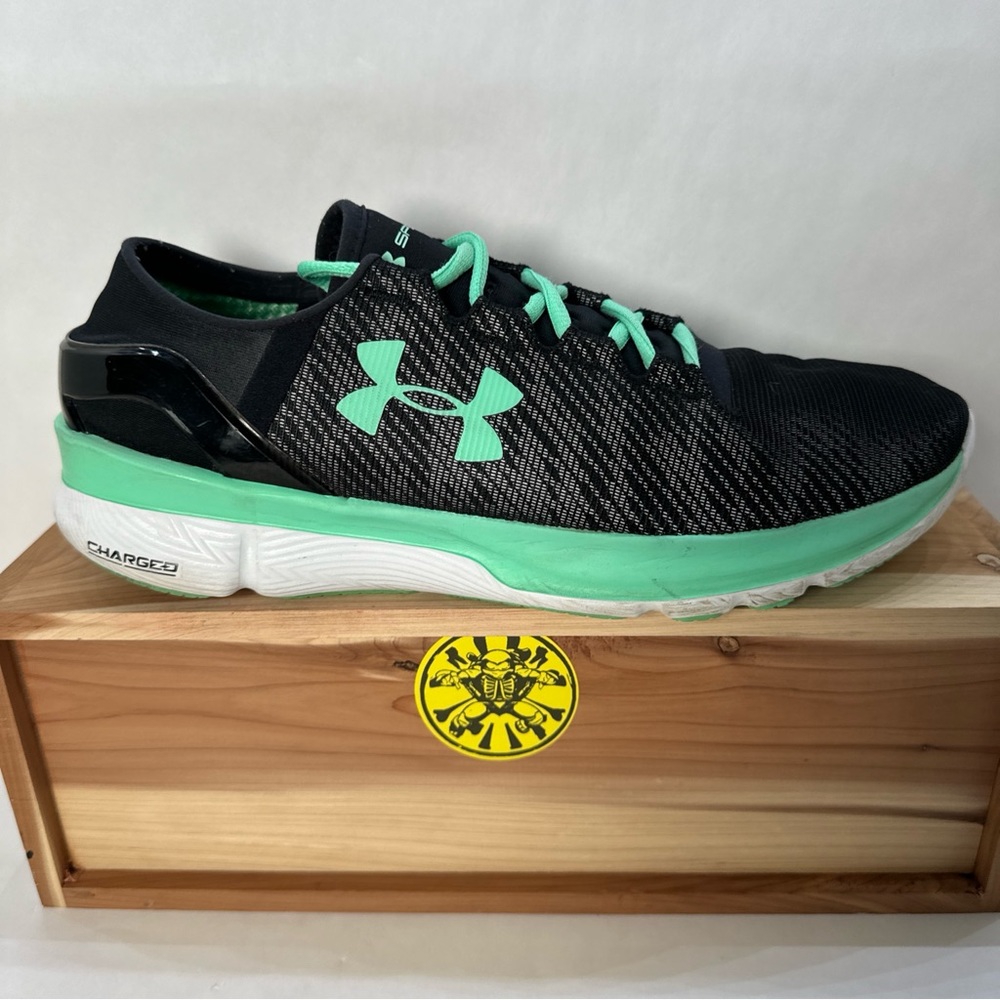 Under Armour SpeedForm Apollo 2 Reflective Black Green 1276682-001 Women Size 10